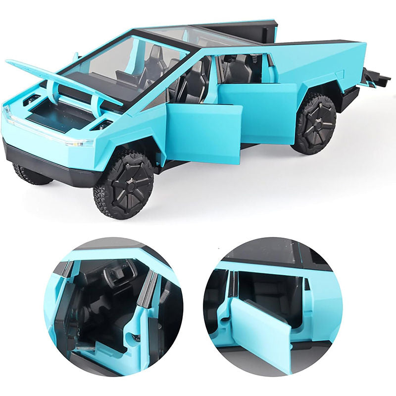 UONNO 1/32 Scale Diecast Truck Model Zinc Alloy Pull Back Car with Sound Light-Blue