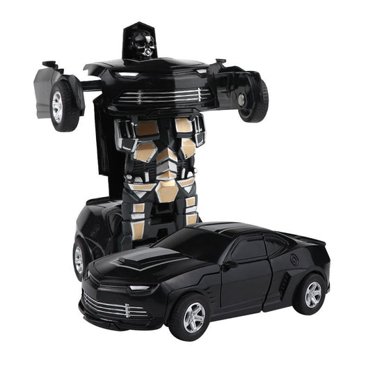 UONNO Inertial Pull Back Car Transforming Toy for 2-7 Years Old Kids Birthday Gift-Black