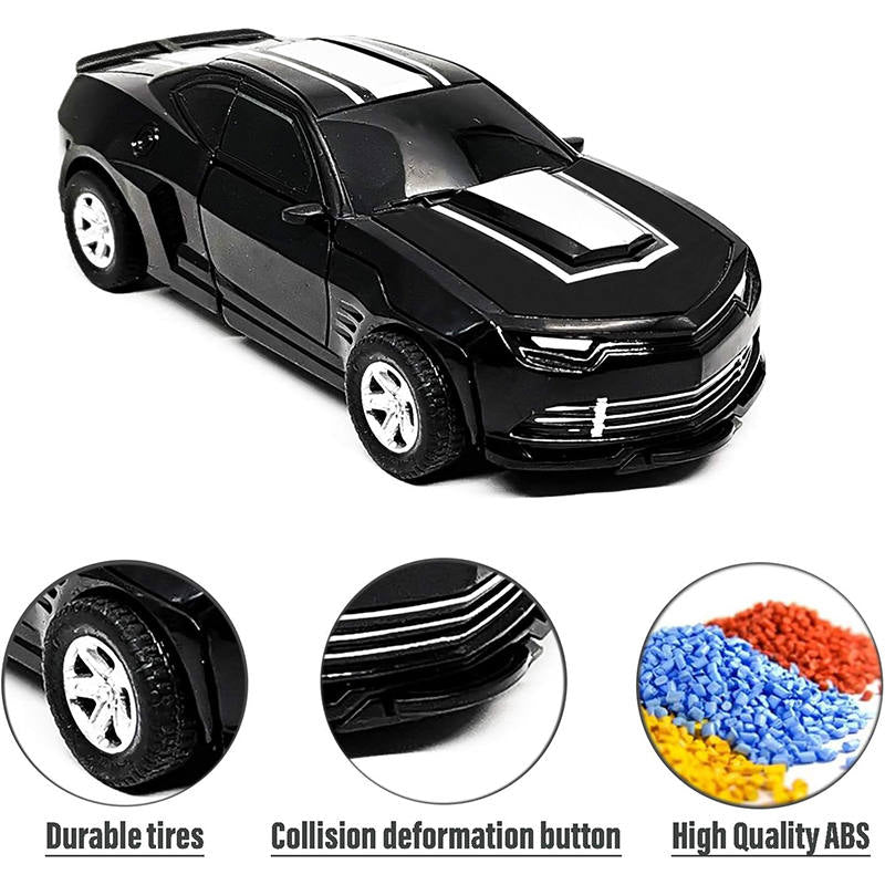 UONNO Inertial Pull Back Car Transforming Toy for 2-7 Years Old Kids Birthday Gift-Black