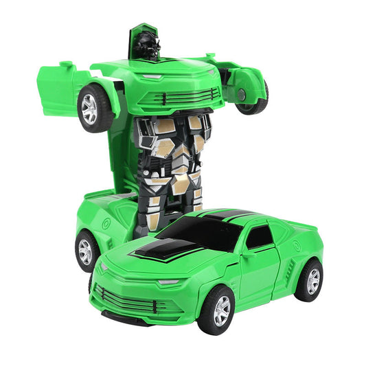 UONNO Inertial Pull Back Car Transforming Toy for 2-7 Years Old Kids Birthday Gift-Green