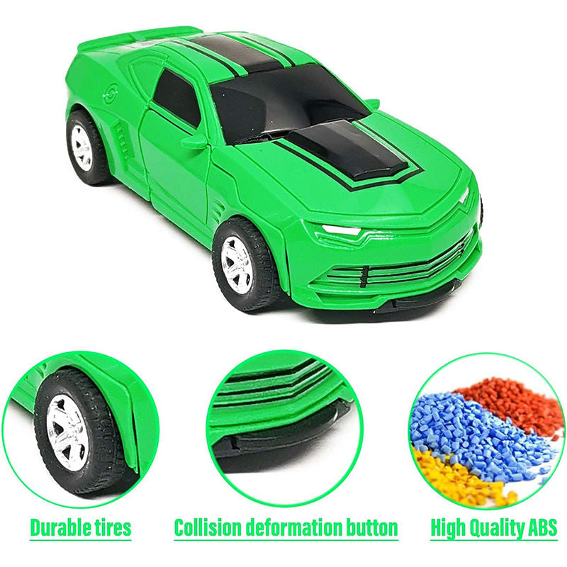 UONNO Inertial Pull Back Car Transforming Toy for 2-7 Years Old Kids Birthday Gift-Green