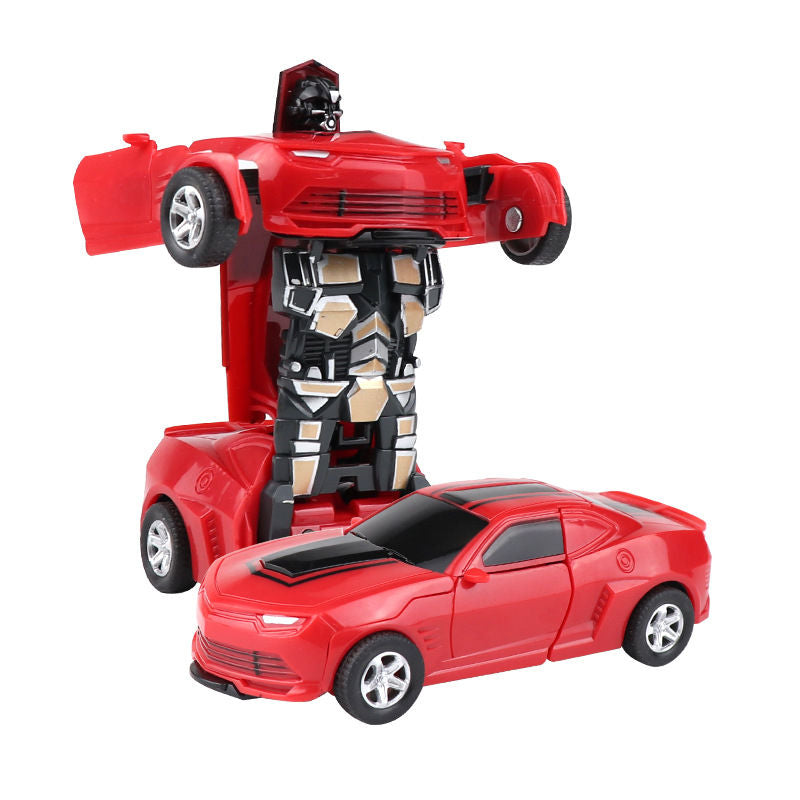 UONNO Inertial Pull Back Car Transforming Toy for 2-7 Years Old Kids Birthday Gift-Red