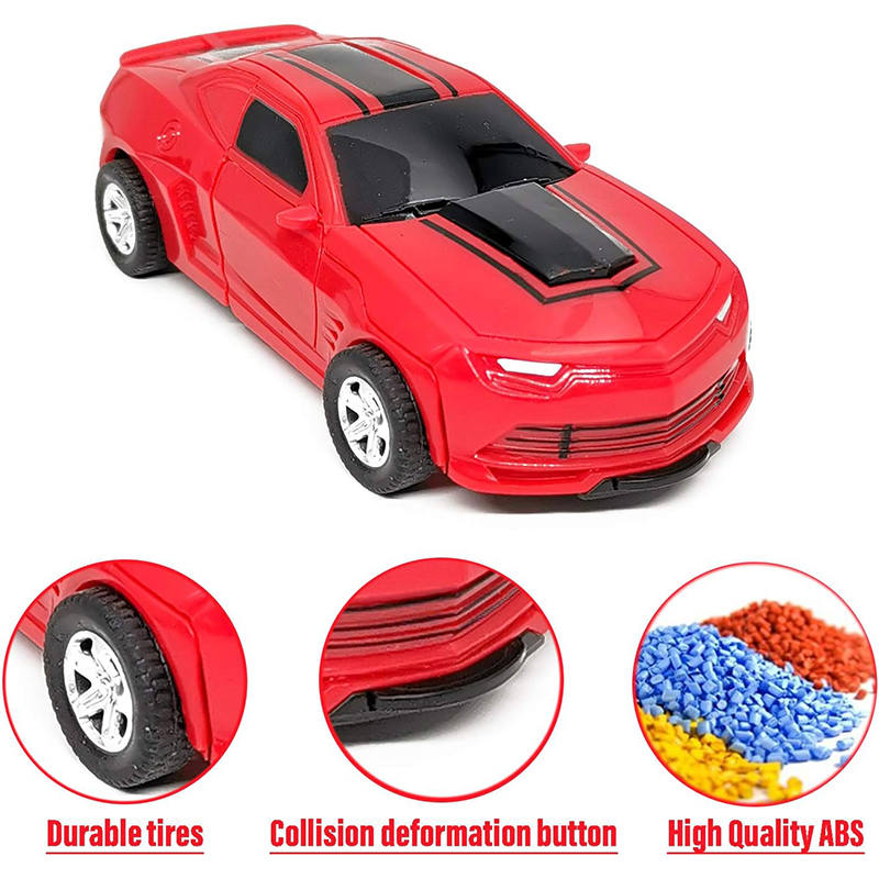 UONNO Inertial Pull Back Car Transforming Toy for 2-7 Years Old Kids Birthday Gift-Red