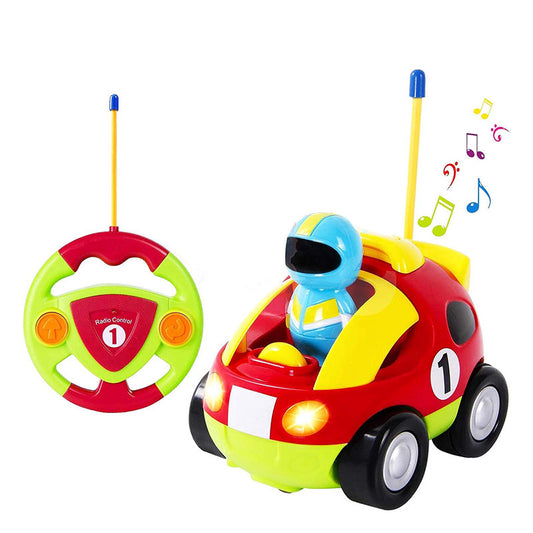 UONNO Cartoon Remote Control Cars with Light & Sound for Kids 18 Months+-Red