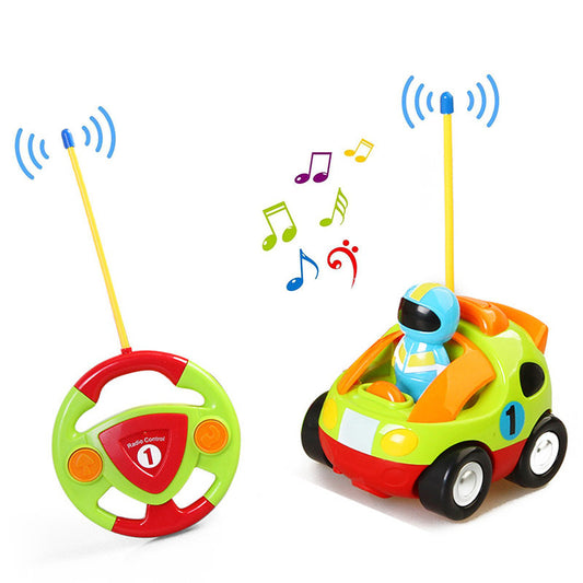 UONNO Cartoon Remote Control Cars with Light & Sound for Kids 18 Months+-Green