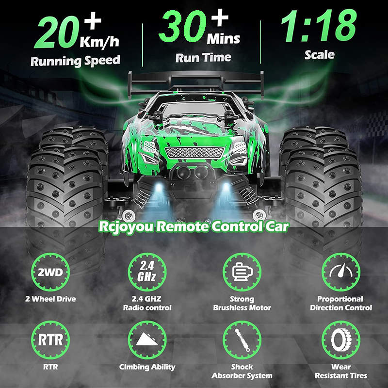 UONNO 2.4 GHz RC Off Road with LED Headlight All Terrain Car for Kid and Adults