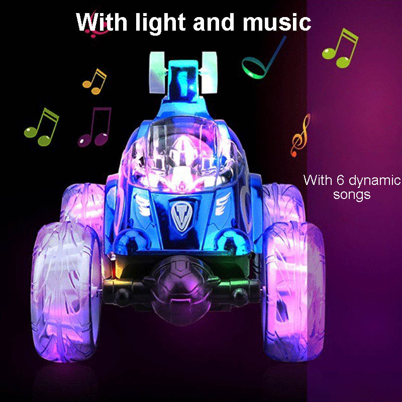 UONNO RC Stunt Car Invincible 360¡ã Rolling Twister with Colorful Lights & Music-Red