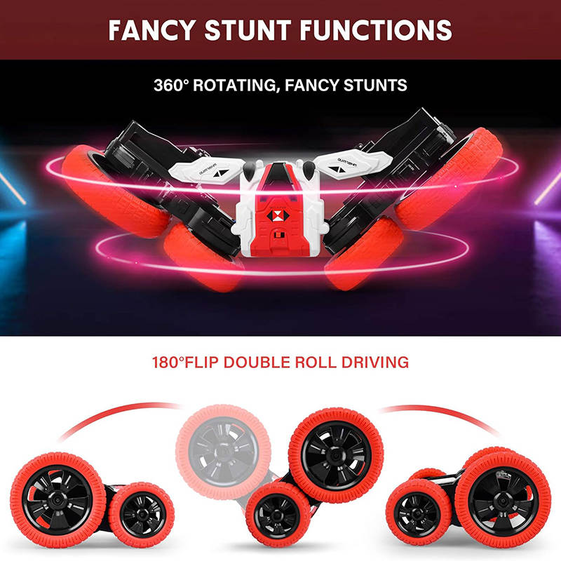 UONNO 4WD RC Stunt Car Double-Sided Rotation 360¡ã Flips for Indoor Outdoor-Red