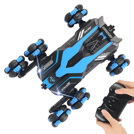 UONNO 6WD Drift Stunt RC Cars 360¡ãRotating with LED Light for Xmas Gifts-Blue