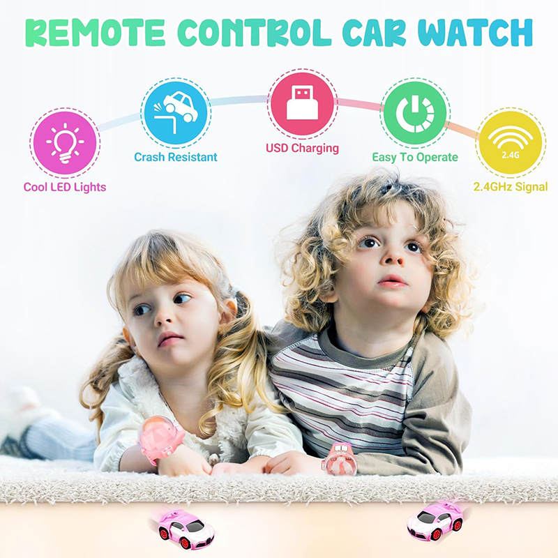 UONNO 2.4 GHz RC Car Watch Remote Control Rechargeable Gift for Boys Girls-BGT Pink