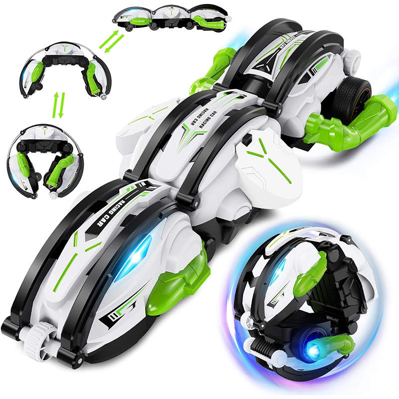 UONNO Remote Control Stunt Snake Car 360¡ã Roll with LED Lights for Boys-Green