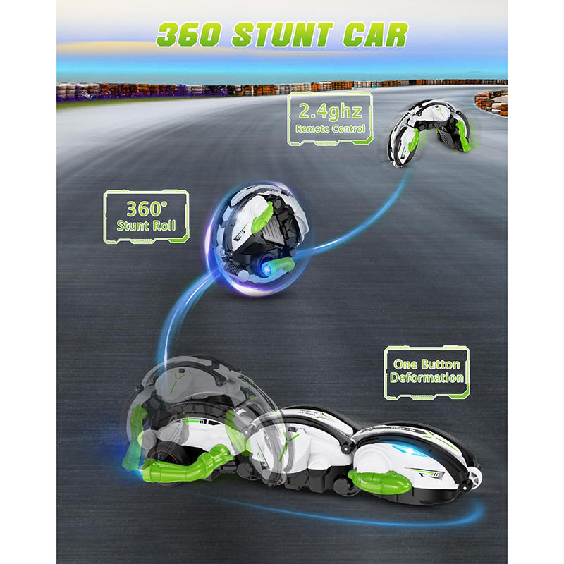 UONNO Remote Control Stunt Snake Car 360¡ã Roll with LED Lights for Boys-Green