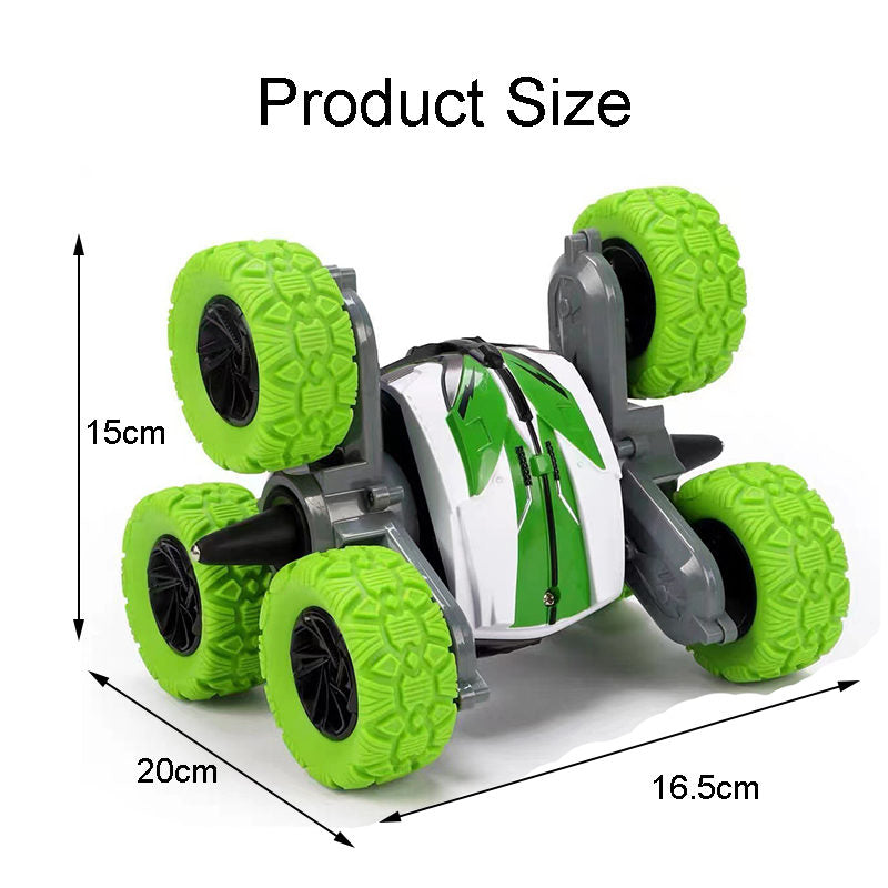 UONNO Waterproof RC Stunt Cars Double sided Driving 360° Flips for Kids 6+-Green