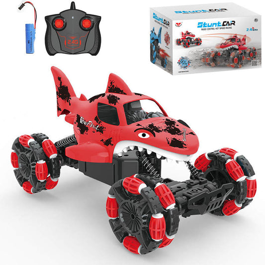 UONNO Remote Control Shark Monster Truck 2.4 GHz All-Terrain Toy for Kids-Red