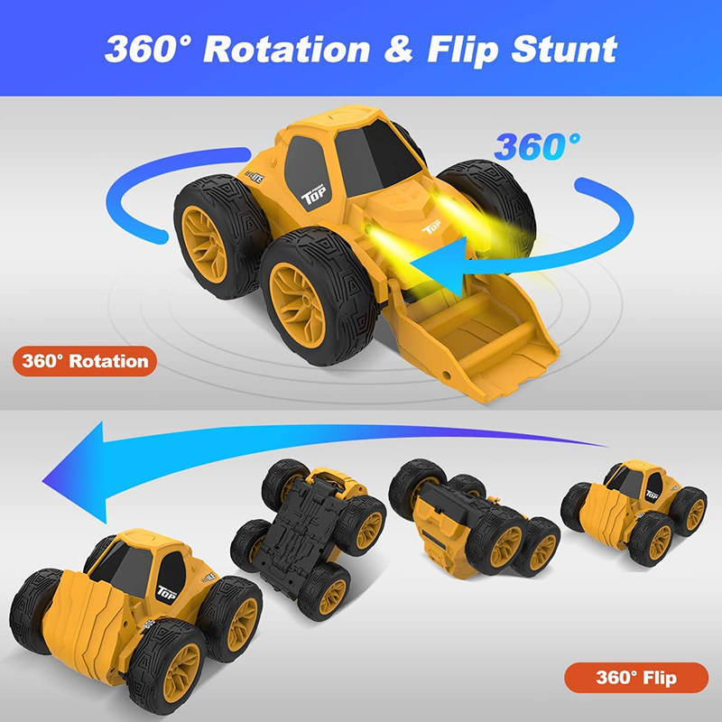 UONNO 2.4Ghz Remote Control Bulldozer 360¡ã Flip & Rotation with Headlights