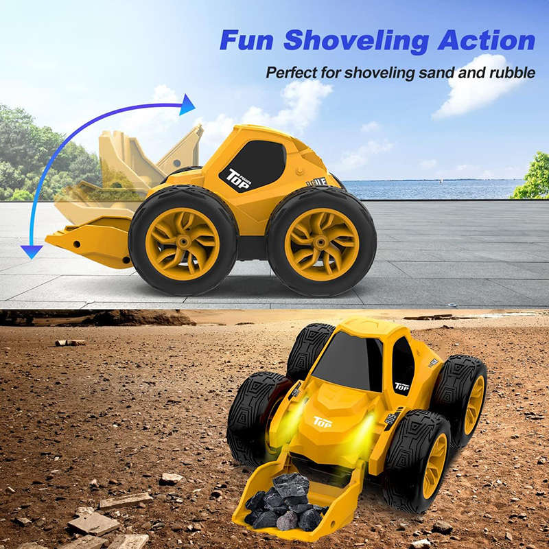 UONNO 2.4Ghz Remote Control Bulldozer 360¡ã Flip & Rotation with Headlights