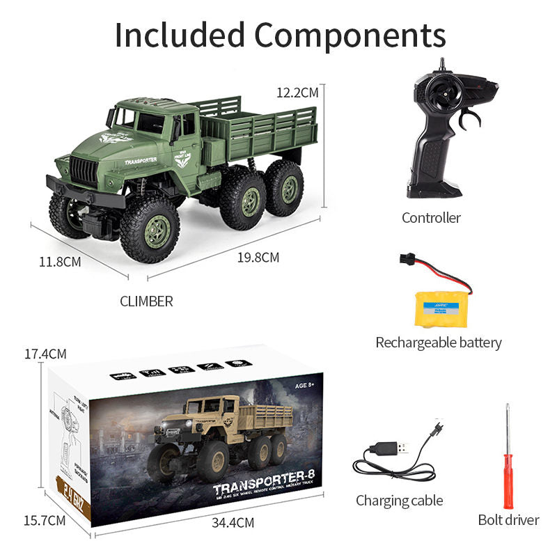 UONNO Remote Control Military Truck 1:18 Scale 2.4Ghz 4WD with Light for Kids-Green A