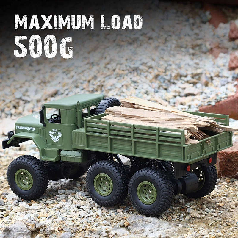 UONNO Remote Control Military Truck 1:18 Scale 2.4Ghz 4WD with Light for Kids-Green A