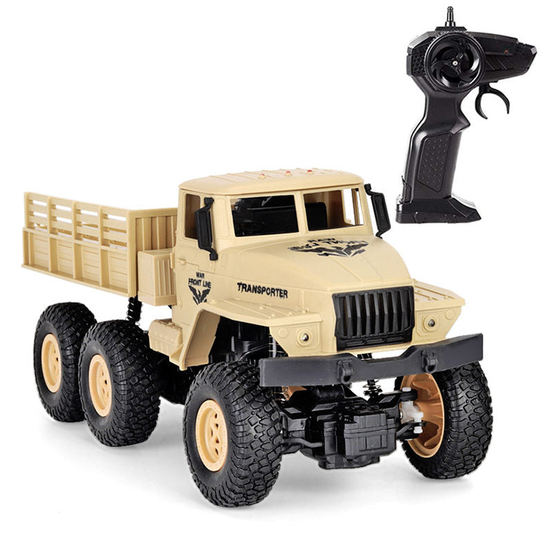 UONNO Remote Control Military Truck 1:18 Scale 2.4Ghz 4WD with Light for Kids-Yellow A