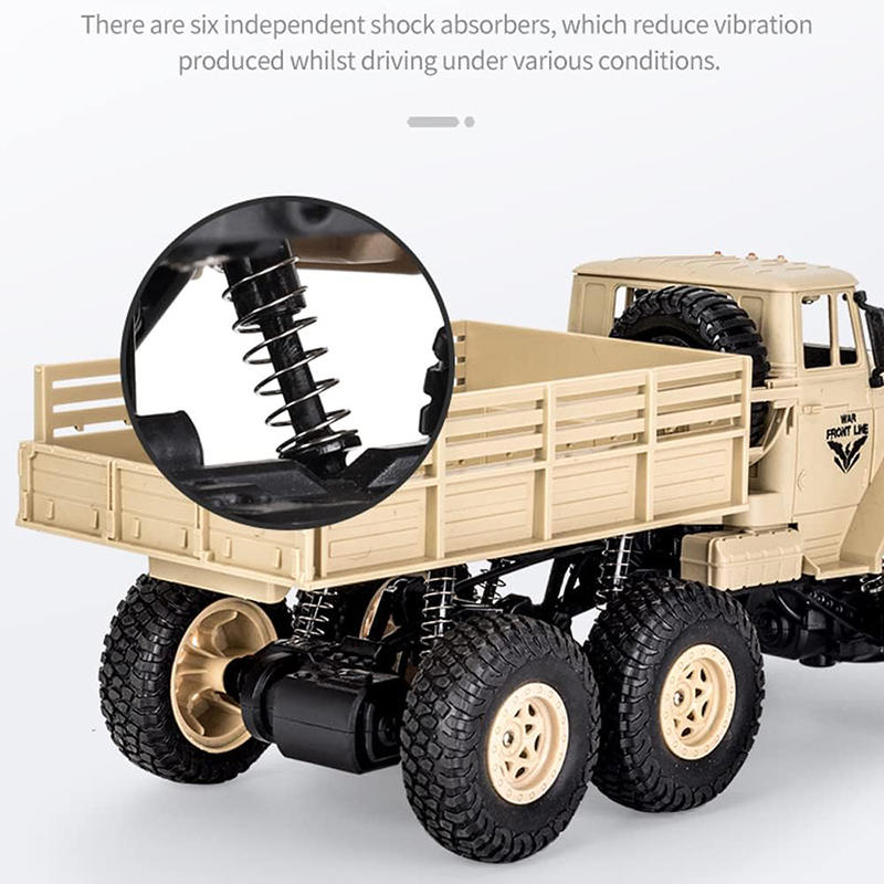 UONNO Remote Control Military Truck 1:18 Scale 2.4Ghz 4WD with Light for Kids-Yellow A