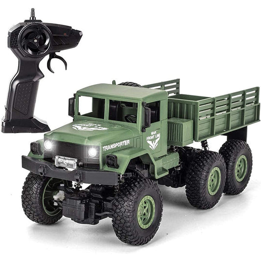 UONNO Remote Control Military Truck 1:18 Scale 2.4Ghz 4WD with Light for Kids-Green B