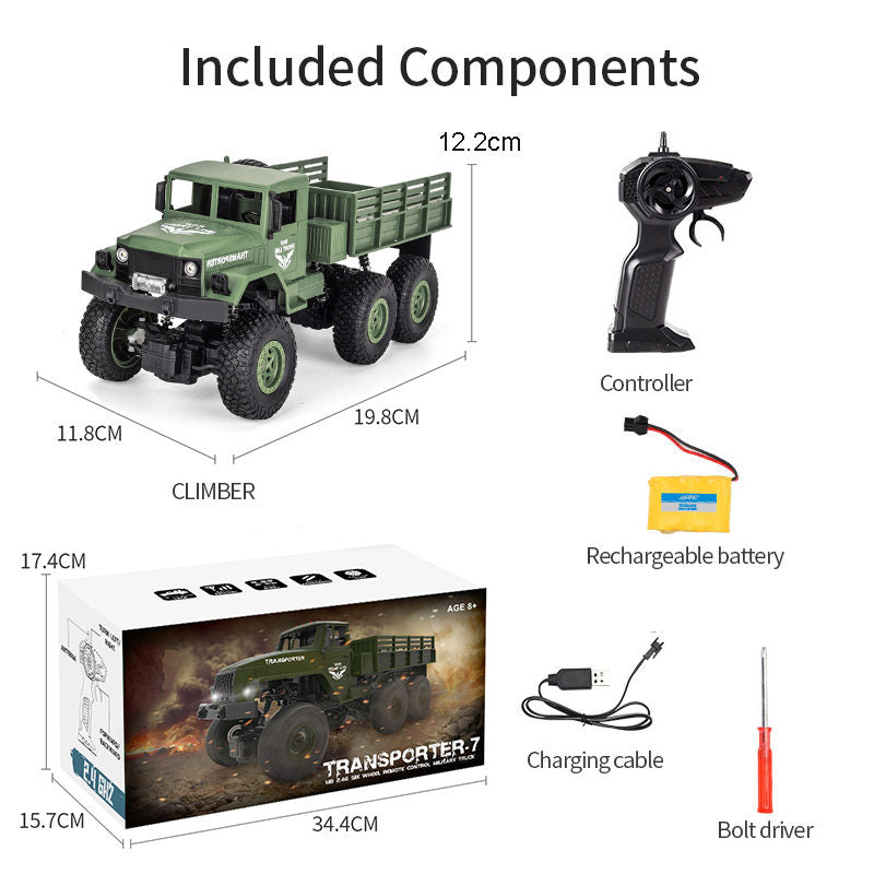 UONNO Remote Control Military Truck 1:18 Scale 2.4Ghz 4WD with Light for Kids-Green B