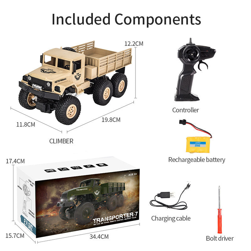 UONNO Remote Control Military Truck 1:18 Scale 2.4Ghz 4WD with Light for Kids-Yellow B