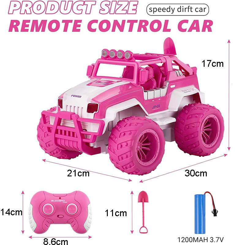 UONNO Remote Control Monster Truck 2.4Ghz with Light Rechargeable for Girls-L