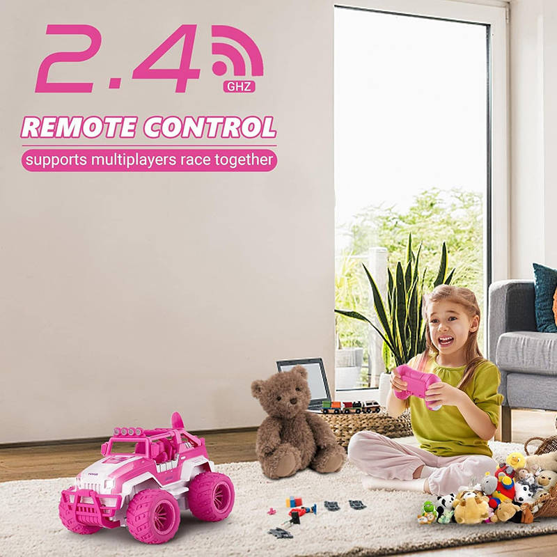 UONNO Remote Control Monster Truck 2.4Ghz with Light Rechargeable for Girls-L