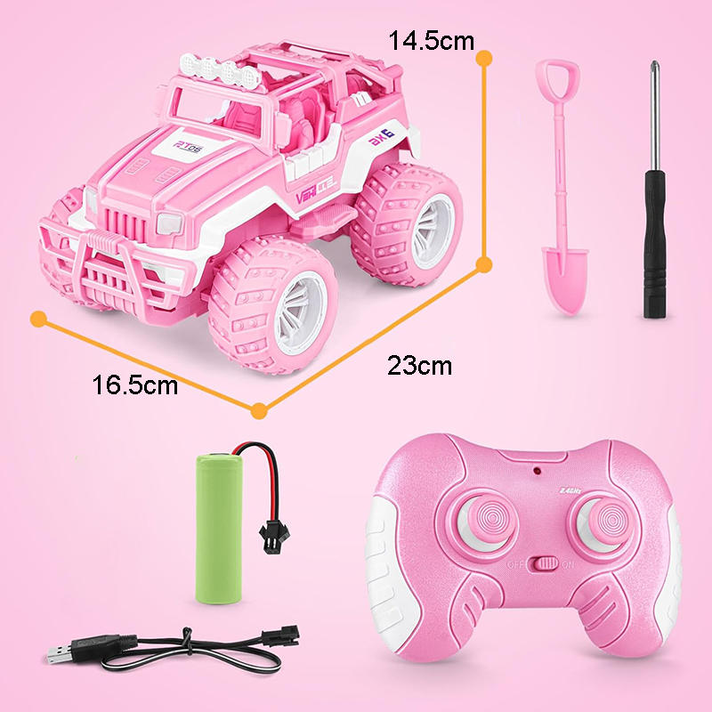 UONNO Remote Control Monster Truck 2.4Ghz with Light Rechargeable for Girls-S