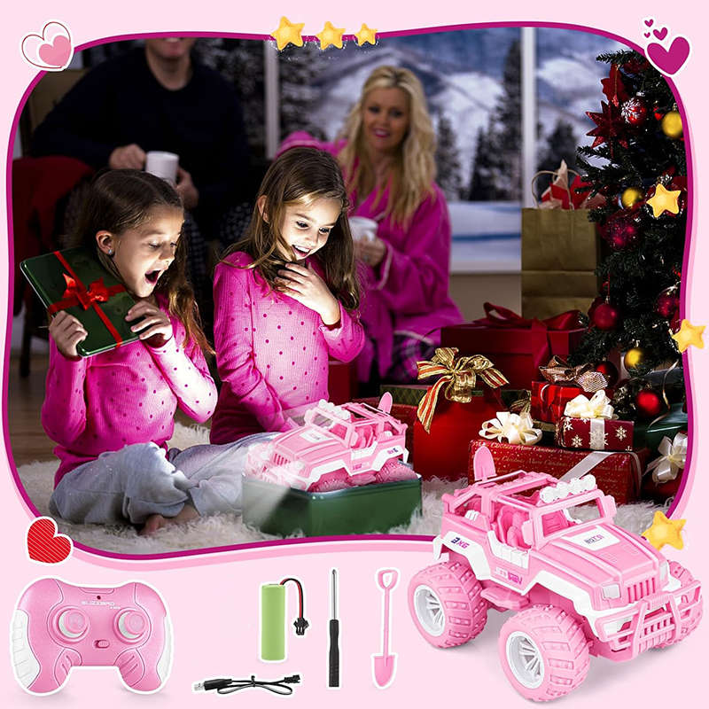 UONNO Remote Control Monster Truck 2.4Ghz with Light Rechargeable for Girls-S