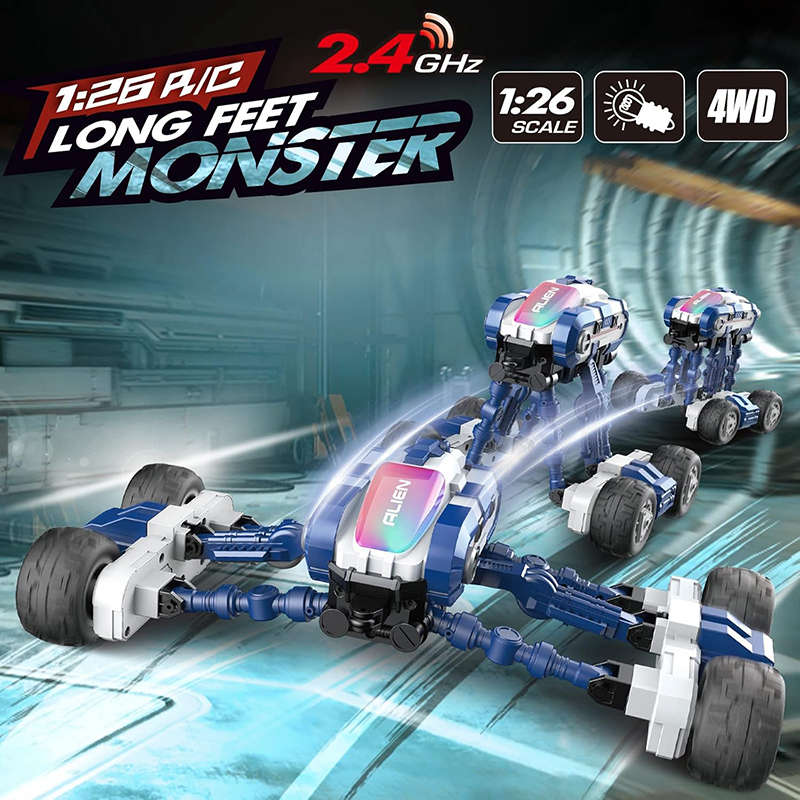 UONNO 4WD Remote Control Car with LED Double Sided 360 Flips for Kids-Blue