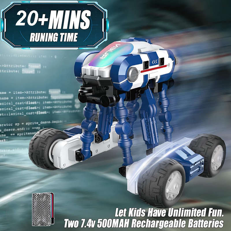 UONNO 4WD Remote Control Car with LED Double Sided 360 Flips for Kids-Blue