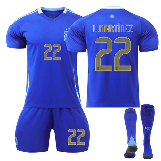 UONNO Argentina Away L.MARTINEZ #22 Soccer Jersey Kids Adult 3Pcs Kits