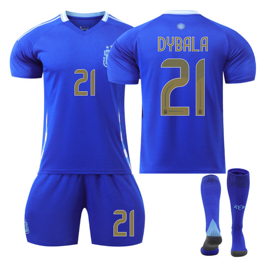 UONNO Argentina Away DYBALA #21 Soccer Jersey Kids Adult 3Pcs Kits