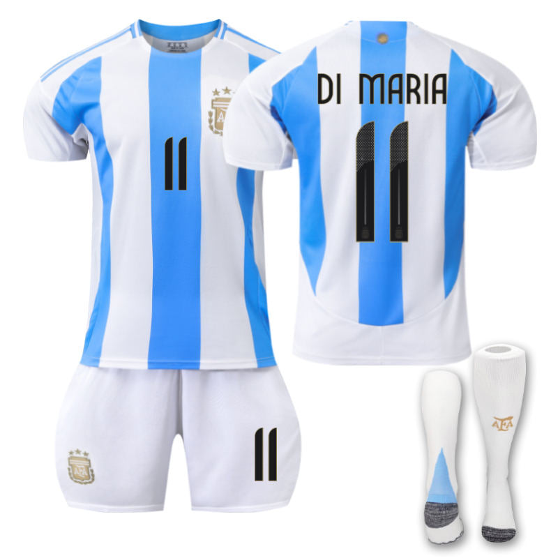 UONNO Argentina Home DI MARIA #11 Soccer Jersey Kids Adult 3Pcs Kits