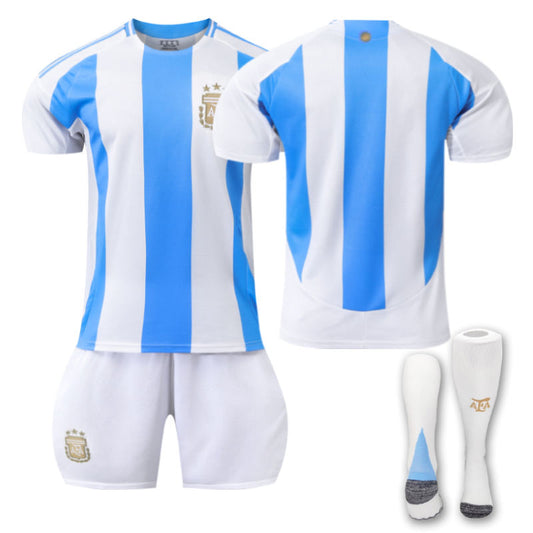 UONNO Argentina Home Soccer Jersey for Kids Adults 3 Pcs Training Outfits