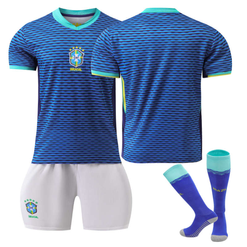 UONNO Brazil Away Jersey for Kids Adult 3 Pcs Soccer Training Outfits