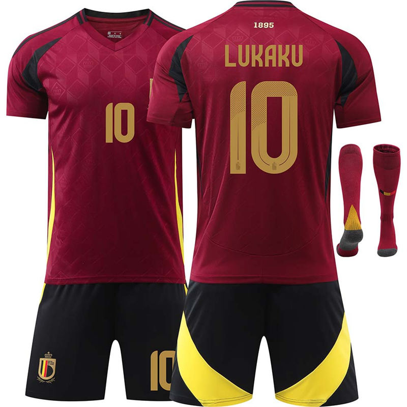 UONNO Belgium Home LUKAKU #10 Jersey for Kids Adult 3 Pcs Soccer Outfits