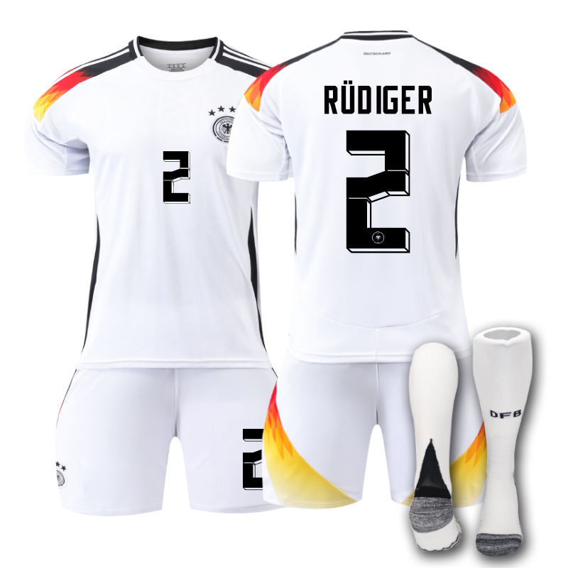 UONNO Germany Home RUDIGER #2 Jersey for Kids Adult 3 Pcs Soccer Outfits