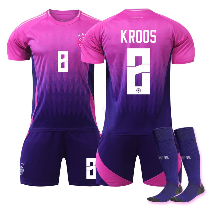 UONNO Germany Away KROOS #8 Jersey for Kids Adult 3 Pcs Soccer Outfits