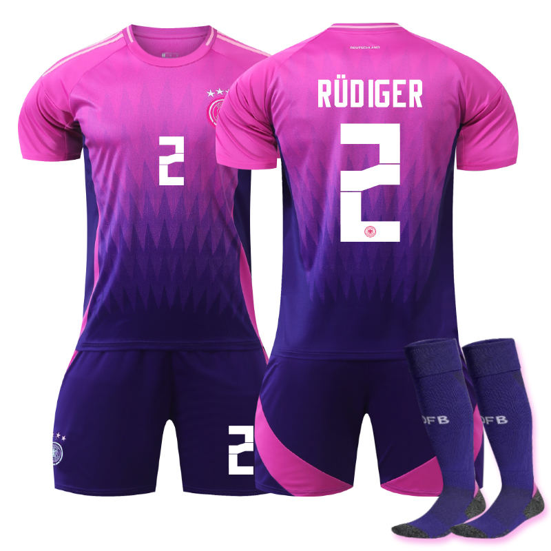 UONNO Germany Away RUDIGER #2 Jersey for Kids Adult 3 Pcs Soccer Outfits