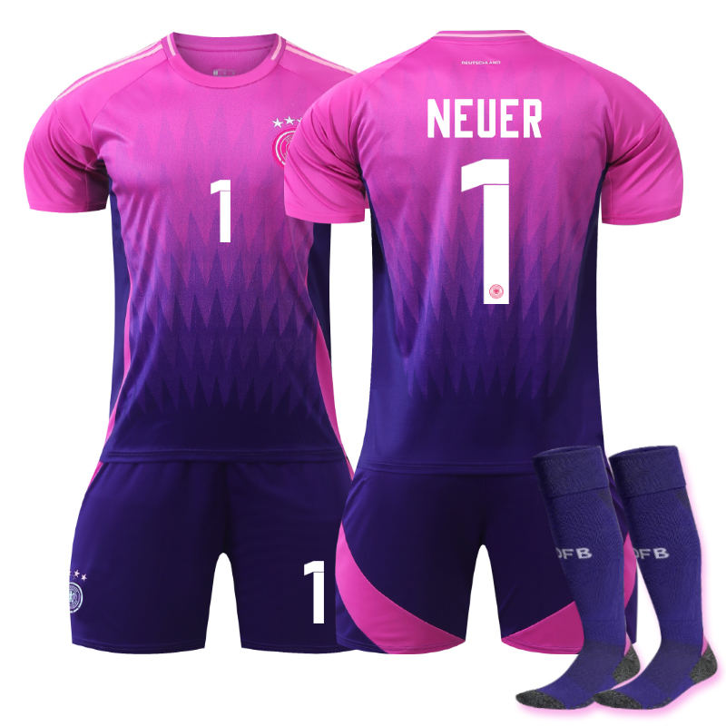 UONNO Germany Away NEUER #1 Jersey for Kids Adult 3 Pcs Soccer Outfits