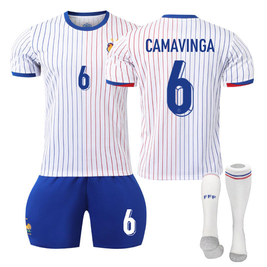 UONNO France Away CAMAVINGA #6 Jersey for Kids Adult 3 Pcs Soccer Outfits