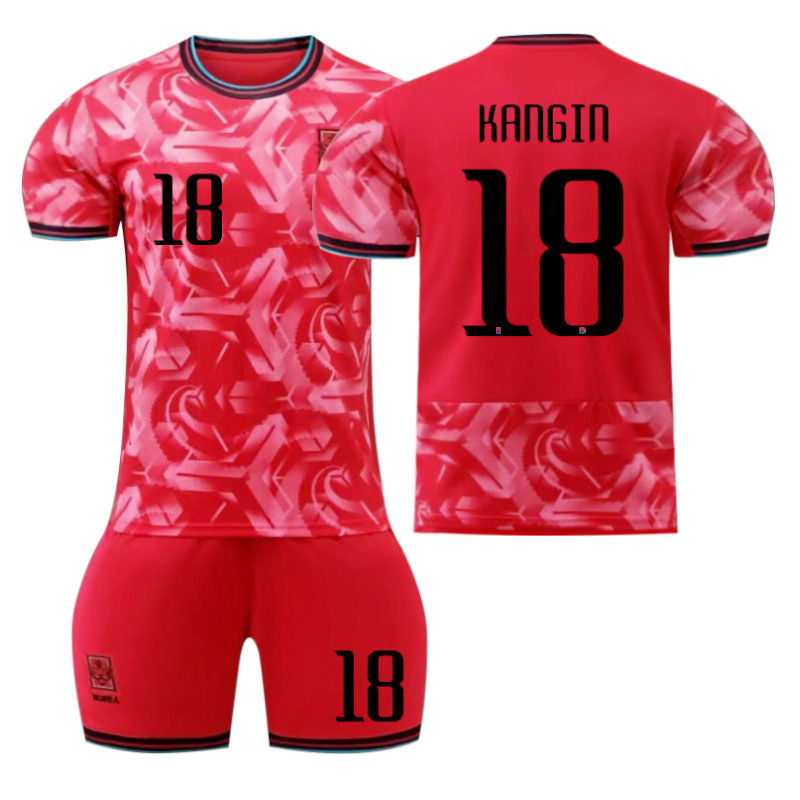 UONNO South Korea Home KANGIN #18 Jersey for Kids Adult 3 Pcs Soccer Outfits