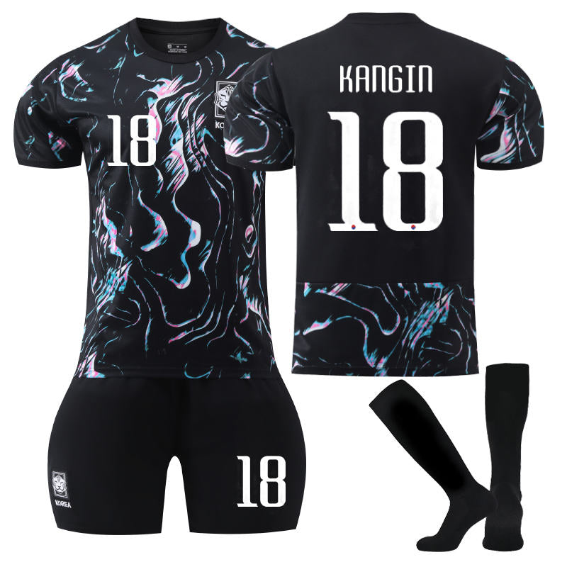 UONNO South Korea Away KANGIN #18 Jersey for Kids Adult 3 Pcs Soccer Outfits