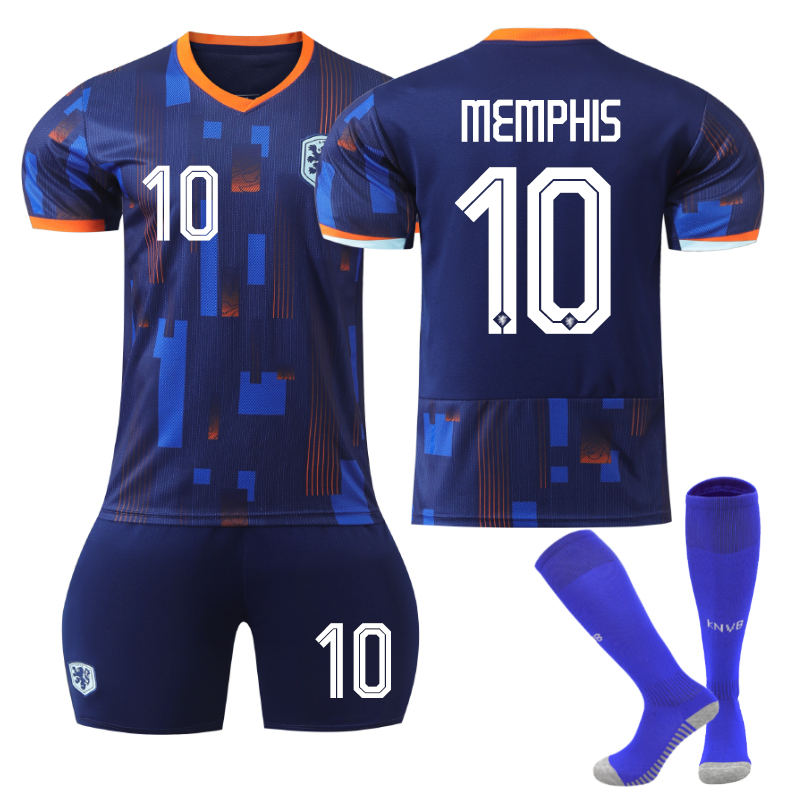 UONNO Netherlands Away MEMPHIS #10 Jersey for Kids Adult 3 Pcs Soccer Outfits