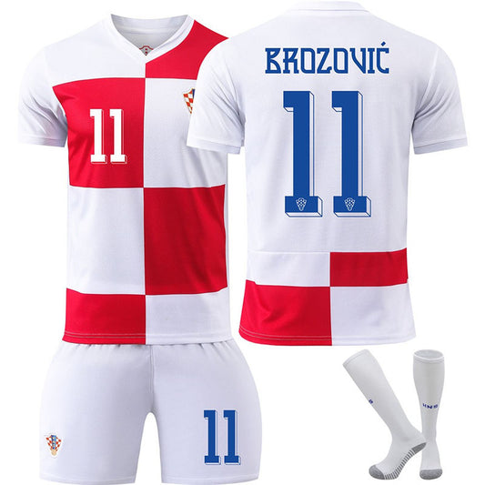 UONNO Croatia Home BROZOVIC #11 Jersey for Kids Adult 3 Pcs Soccer Outfits