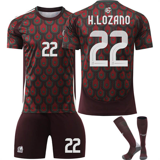 UONNO Mexico Home H.LOZANO #22 Jersey for Kids Adult 3 Pcs Soccer Outfits