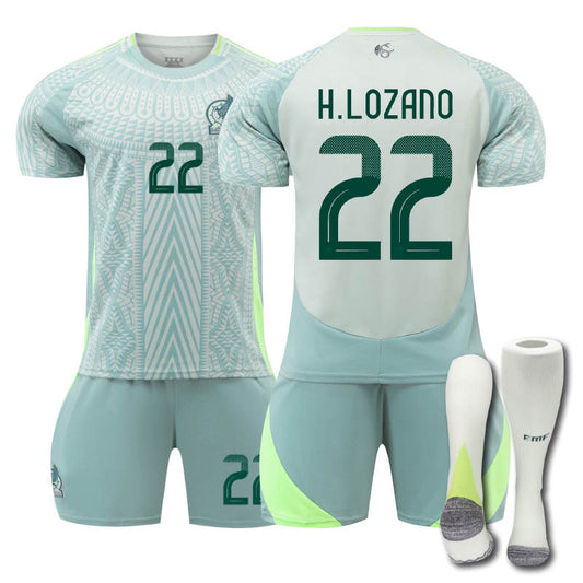 UONNO Mexico Away H.LOZANO #22 Jersey for Kids Adult 3 Pcs Soccer Outfits